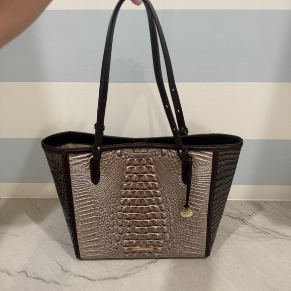 Brahmin Extra Large April Cocoa Ombre Melbourne Leather Tote - Picture 15 of 16